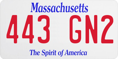 MA license plate 443GN2