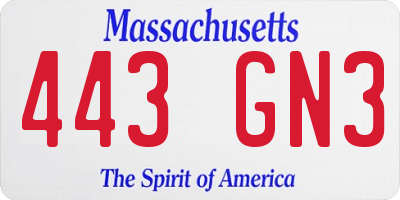 MA license plate 443GN3
