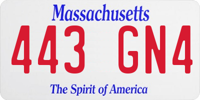MA license plate 443GN4