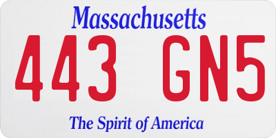 MA license plate 443GN5