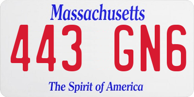 MA license plate 443GN6