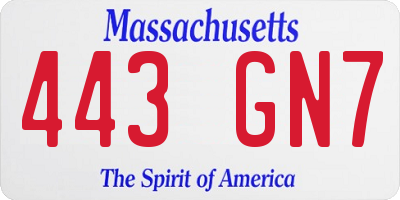 MA license plate 443GN7