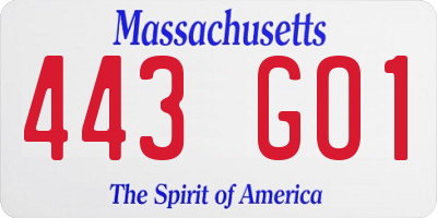 MA license plate 443GO1