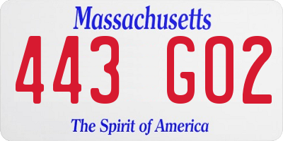 MA license plate 443GO2
