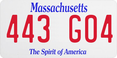 MA license plate 443GO4