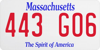 MA license plate 443GO6