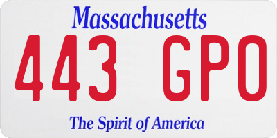 MA license plate 443GP0