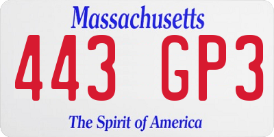 MA license plate 443GP3