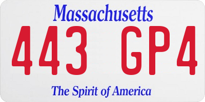 MA license plate 443GP4