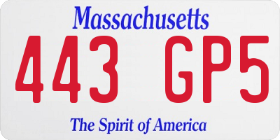 MA license plate 443GP5