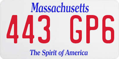 MA license plate 443GP6
