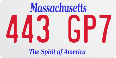 MA license plate 443GP7