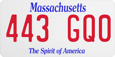 MA license plate 443GQ0