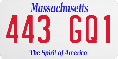 MA license plate 443GQ1