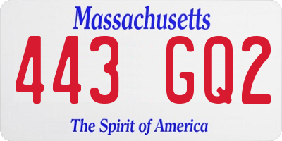 MA license plate 443GQ2
