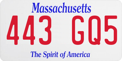 MA license plate 443GQ5