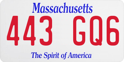 MA license plate 443GQ6
