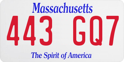 MA license plate 443GQ7