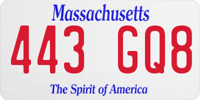 MA license plate 443GQ8