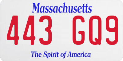 MA license plate 443GQ9