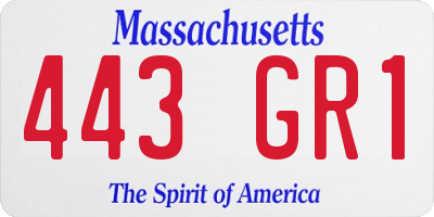 MA license plate 443GR1