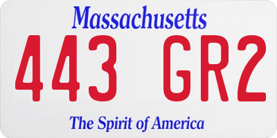 MA license plate 443GR2
