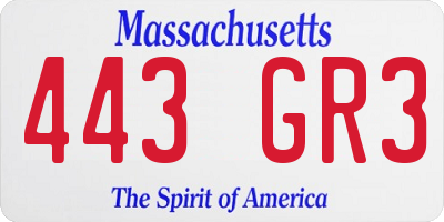 MA license plate 443GR3