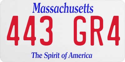 MA license plate 443GR4
