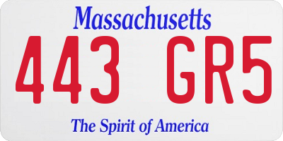 MA license plate 443GR5