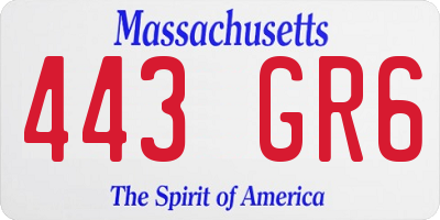 MA license plate 443GR6