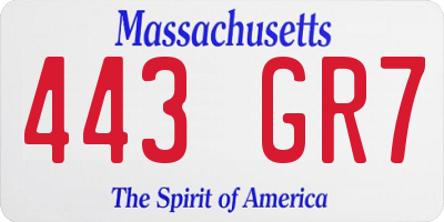 MA license plate 443GR7
