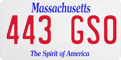 MA license plate 443GS0