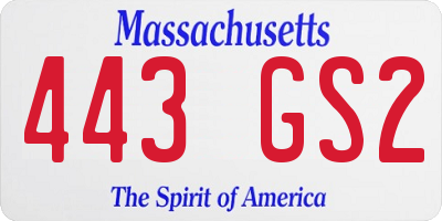MA license plate 443GS2