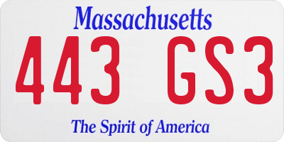 MA license plate 443GS3