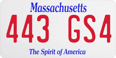 MA license plate 443GS4