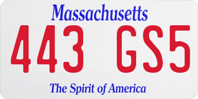 MA license plate 443GS5