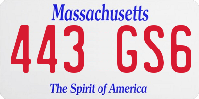 MA license plate 443GS6