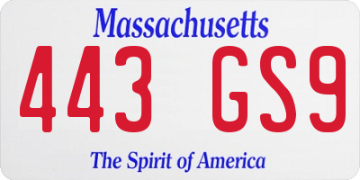 MA license plate 443GS9