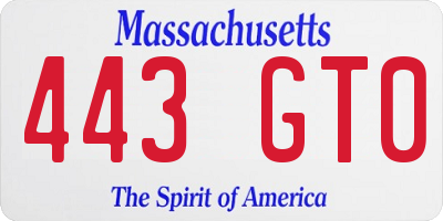 MA license plate 443GT0