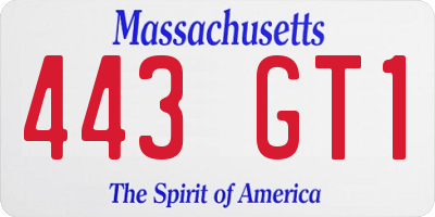 MA license plate 443GT1