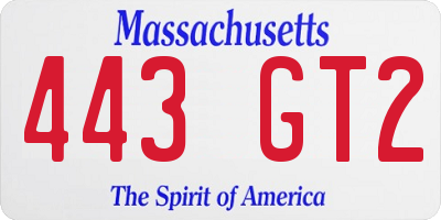 MA license plate 443GT2