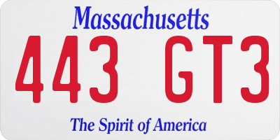 MA license plate 443GT3