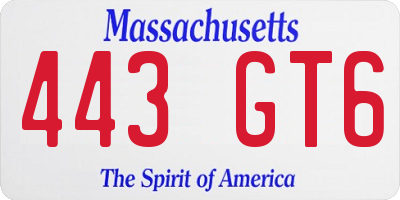 MA license plate 443GT6