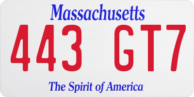 MA license plate 443GT7