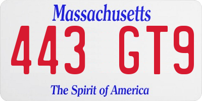 MA license plate 443GT9