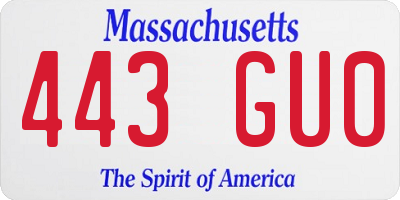 MA license plate 443GU0