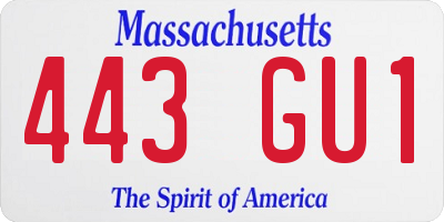 MA license plate 443GU1