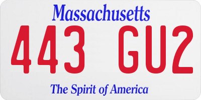 MA license plate 443GU2