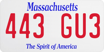 MA license plate 443GU3
