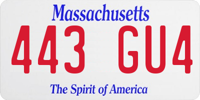 MA license plate 443GU4